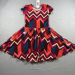 Dot Dot Smile Girls Dress Size 5/6 Chevron Twirl Short Sleeve NWT Colorful